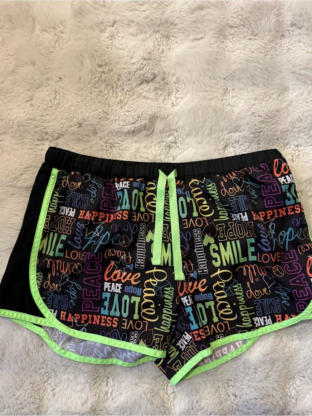 SO Y2K Scene Style Neon Word Print Running Shorts